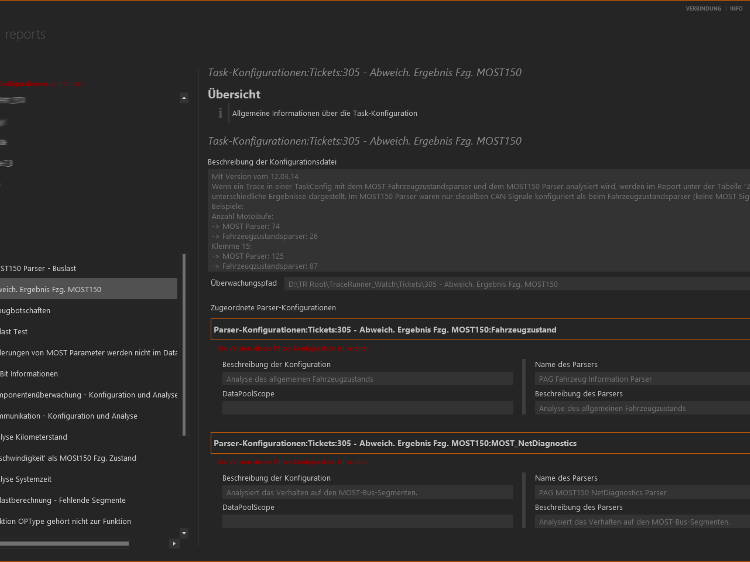 TracerRunner Task Konfigurationen