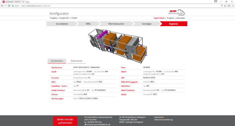 Ergebnis einer Konfiguration mit AL-KO AIRCLOUD